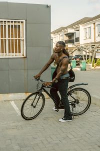 Apelete on a bicycle